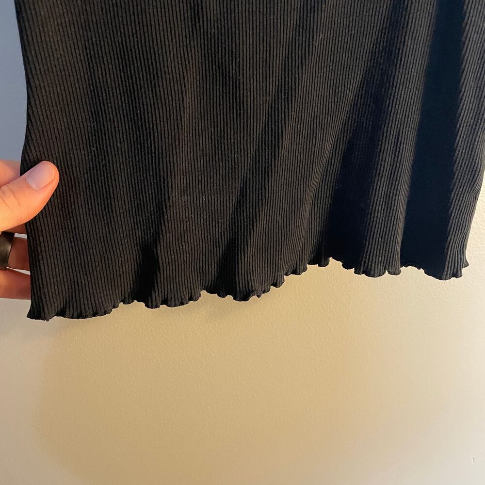 VTG Y2K Lace Neckline Stretchy Ribbed Black Tank Top SZ Medium Witchy 90's - Picture 9 of 14